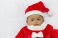 Asian cute new born baby with costume santa merry christmas xmas