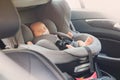 Asian cute newborn baby sleeping in modern car seat. Royalty Free Stock Photo