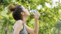 Asian cute sport healthy fit and firm slim teen girl drink water Royalty Free Stock Photo