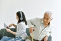 Asian daughter neglect senior father, Elderly old parent was abandoned by family.