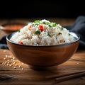 Asian delight Steamed rice bowl, traditional cuisine, organic and healthy