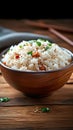 Asian delight Steamed rice bowl, traditional cuisine, organic and healthy