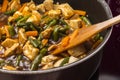 Asian dish of chicken, carrots with green beans in sweetly sour sauce Royalty Free Stock Photo