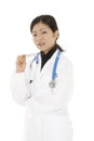 Beautiful Asian woman doctor or nurse wearing a lab coat