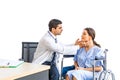 Asian doctor check-up pretty patient for her Thyroid hormones healthy at hospital or medical clinic