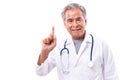 Asian doctor giving suggestion, showing 1 finger gesture