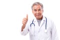 Asian doctor giving thumb up gesture Royalty Free Stock Photo