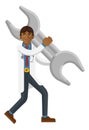 Asian Doctor Man Holding Spanner Wrench Mascot Royalty Free Stock Photo