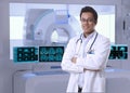 Asian doctor in MRI room at hospital Royalty Free Stock Photo