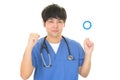 Asian doctor with a Yes sign Royalty Free Stock Photo