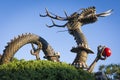 Asian Dragon statue with blue sky Royalty Free Stock Photo