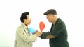 Asian elder couple holding hearts in winter fashion cloth happy romantic life