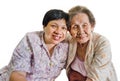 Asian elder mother and daughter in isolation Royalty Free Stock Photo