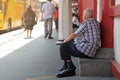 Asian elderly men sitting rest