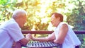 Asian elderly old couple compromising in marriage life secret of lasting love