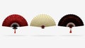 Asian elegant fans. Chinese, Japanese beautiful style in red, white and black colors Royalty Free Stock Photo