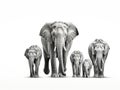 Asian elephant familys walking Royalty Free Stock Photo