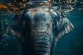Asian elephant underwater.Generative Ai Royalty Free Stock Photo