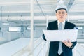 Asian engineer using tablet in industrial factory Royalty Free Stock Photo