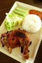 Asian ethnic food, Grilled chicken & raw salad