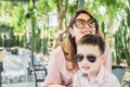 Asian Europe family mom and son family travel concept Royalty Free Stock Photo