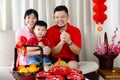 Happy family celebrate Chinese new year