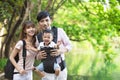 asian Family hiking in forest and jungle Royalty Free Stock Photo