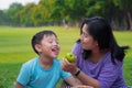 Asian family picnic Royalty Free Stock Photo