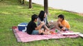 Asian family picnic Royalty Free Stock Photo