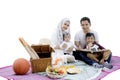 Asian family picnicking together Royalty Free Stock Photo