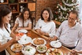 Asian family tradition having lunch together on christmas day