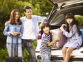 Asian family traveling by car Royalty Free Stock Photo