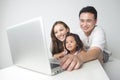 Asian family using the laptop