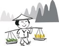 Asian farm worker cartoon