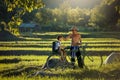 Asian Farmer family father and son