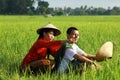 Asian farmer at rice field