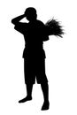 Asian farmer silhouette vector illustration