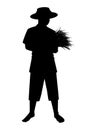 Asian farmer silhouette vector illustration