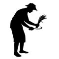 Asian farmer silhouette vector illustration