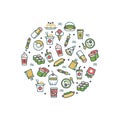 Asian fast food line icons concept Royalty Free Stock Photo