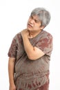 Asian fat man have health problems Shoulder pain Royalty Free Stock Photo
