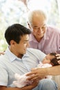 Asian father,son and granddaughter Royalty Free Stock Photo