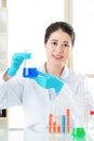 Asian female Chemist Braving new medical frontiers Royalty Free Stock Photo