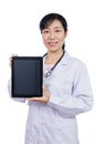 Asian female doctor holding a tablet Royalty Free Stock Photo