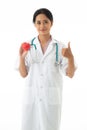 The Asian female doctor with uniform and stethoscope on neck