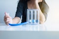 Asian female patients using incentivespirometer or three balls for stimulate lung Royalty Free Stock Photo