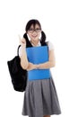 Asian female student gets idea Royalty Free Stock Photo