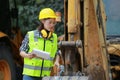 Asian female worker wear safety suits checking