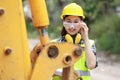 Asian female worker wear safety suits checking