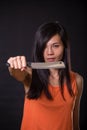 Woman with chopping knife